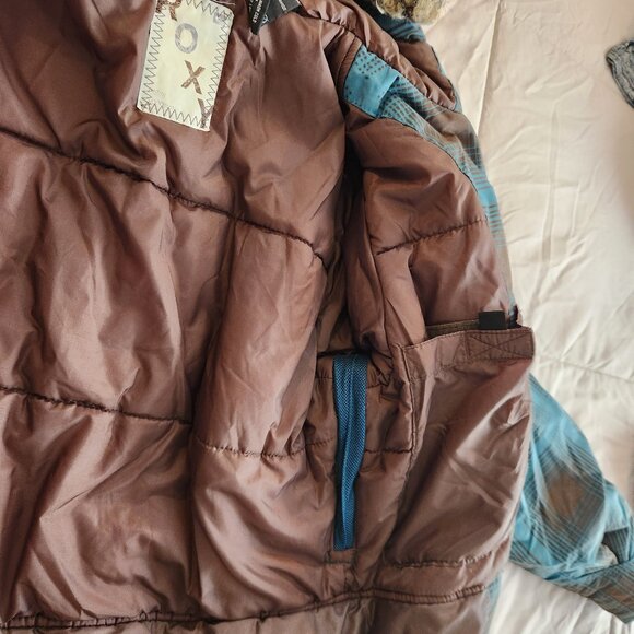 Roxy plaid snowboarding ski snow mobile jacket coat fur - Picture 9 of 15